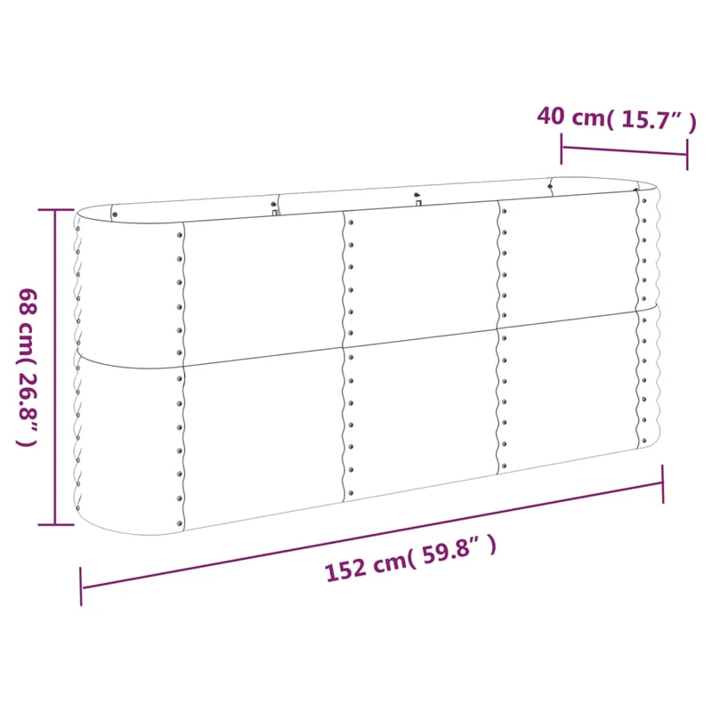 Jardinera Arriate Acero Galvanizado Gris 152x40x68 Cm