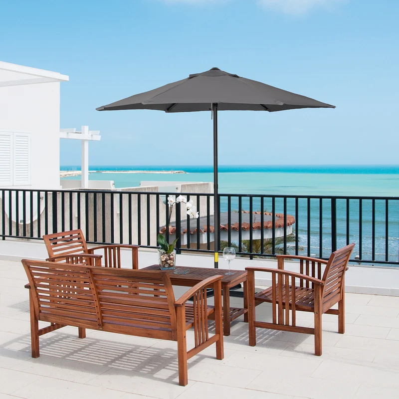 Outsunny Sombrilla De Terraza Exterior Ø2x2 M Con Techo Ventilado Gris Oscuro