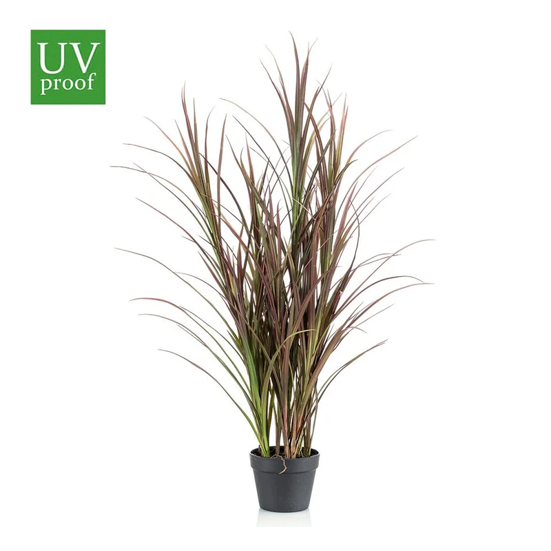 Junco verde intenso, varios tonos de exterior de 115 cm UV con macetero incluido.