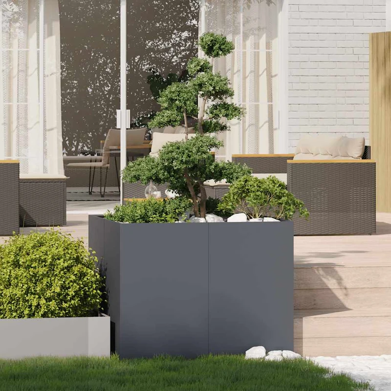 Jardinera Acero Gris Antracita 100x100x80 Cm