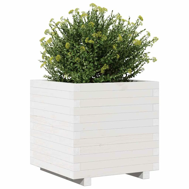 Jardinera Madera Maciza De Pino Blanco 50x50x49,5 Cm