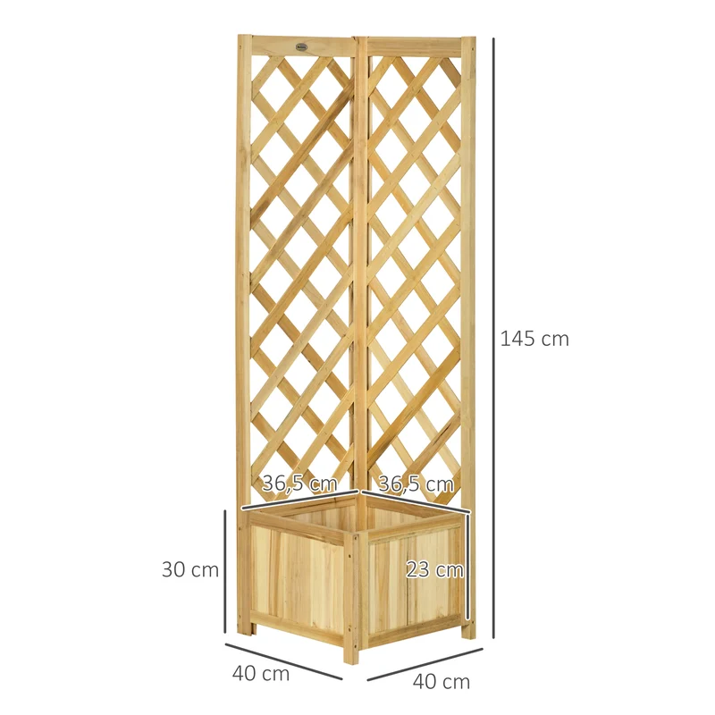 Outsunny Jardinera Con Enrejado De Madera Para Trepadoras 40x40x145 Cm Natural