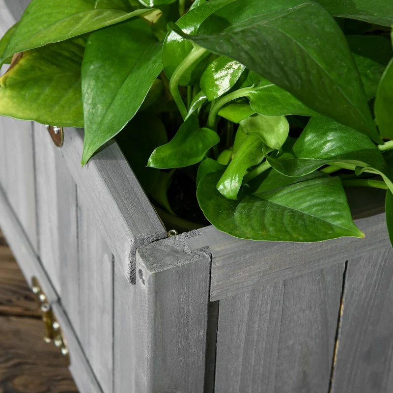 Outsunny Jardinera De Madera Plegable Con 4 Patas 70x30x25 Cm Gris