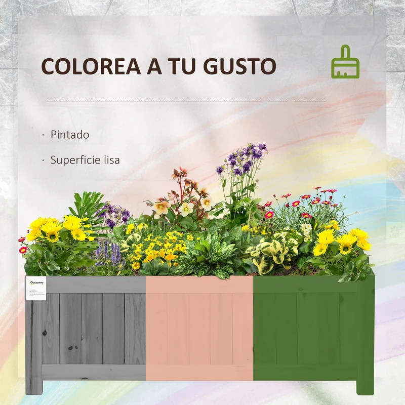 Outsunny Jardinera De Madera Plegable Con 4 Patas 70x30x25 Cm Gris