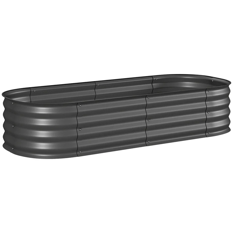 Outsunny Jardinera Exterior Grande De Acero Galvanizado Con Bordes De Seguridad