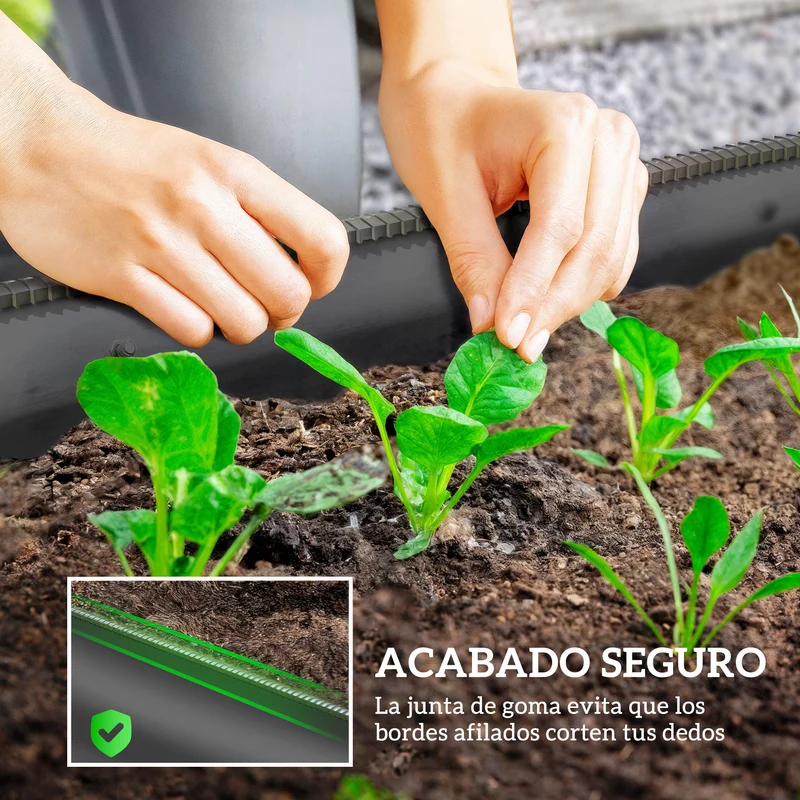 Outsunny Jardinera Exterior Grande De Acero Galvanizado Con Bordes De Seguridad