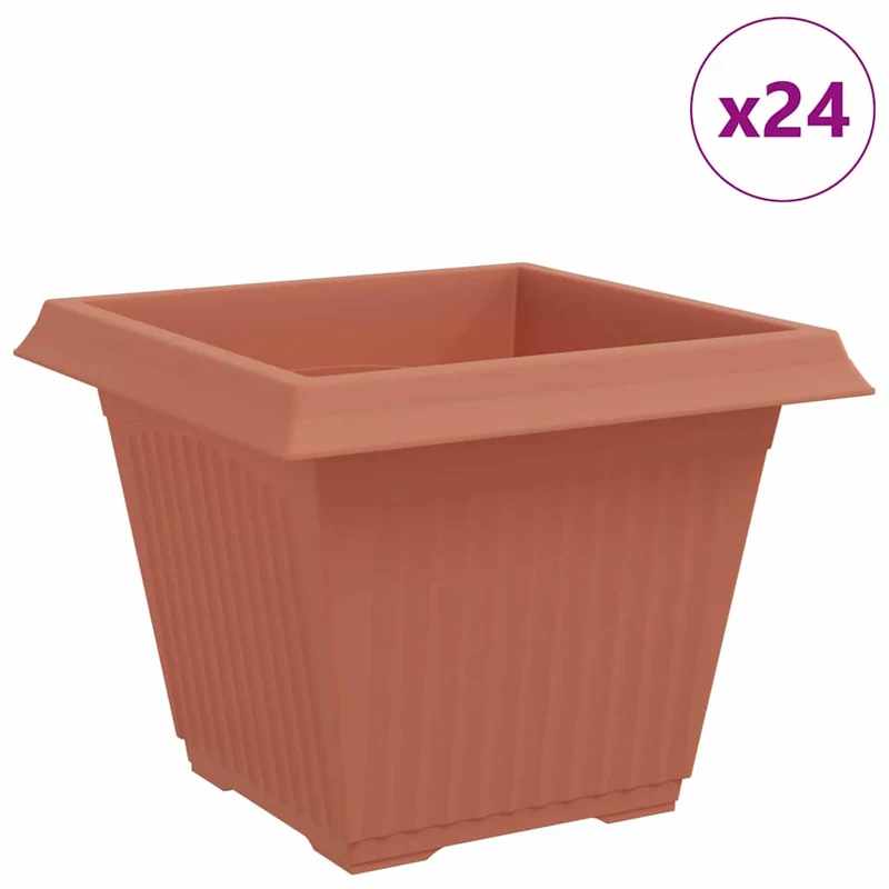 Maceta Cuadrada Para Flores 24 Uds. Rojo Ladrillo Plástico