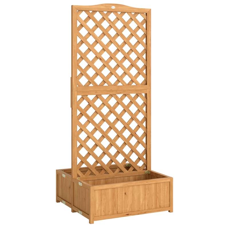 Outsunny Jardinera Con Enrejado De Madera Con 2 Cajas Plegables 73x70x170 Cm