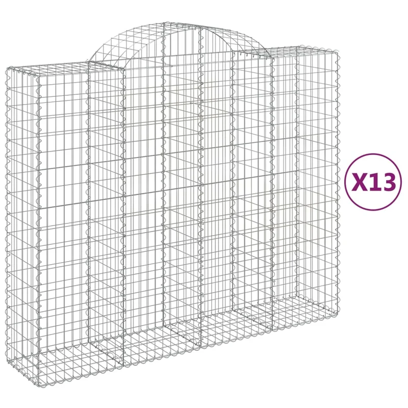 Cestas Gaviones 13 Uds Forma De Arco Hierro 200x50x160/180 Cm