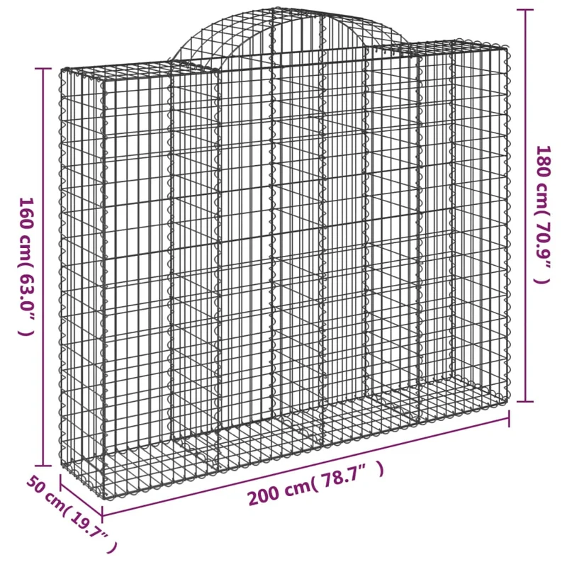 Cestas Gaviones 13 Uds Forma De Arco Hierro 200x50x160/180 Cm