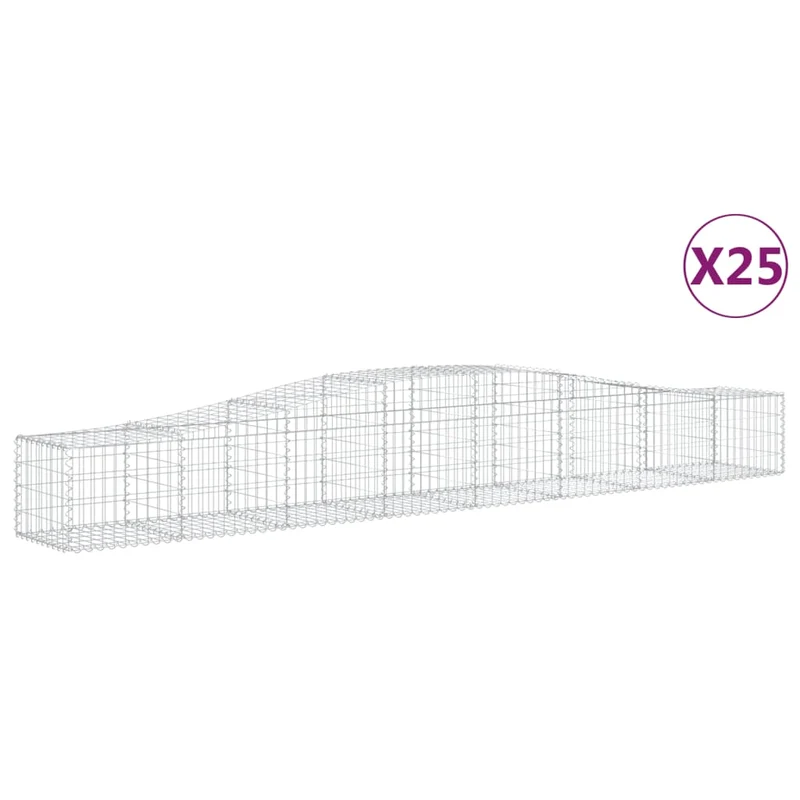 Cestas De Gaviones 25 Uds Forma De Arco Hierro 400x50x40/60 Cm
