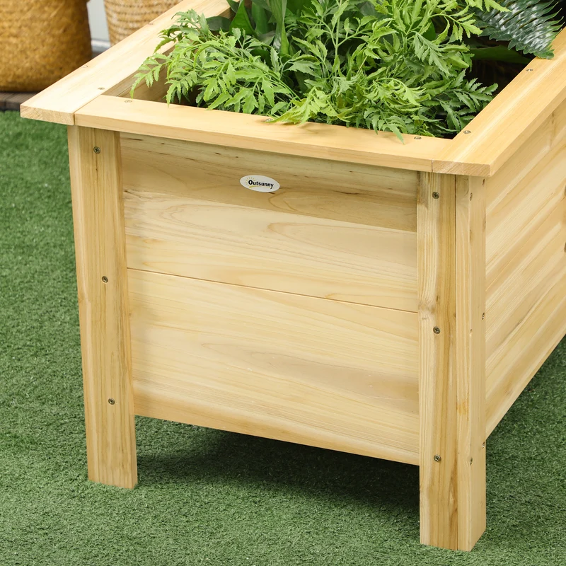 Outsunny Jardinera Elevada De Madera En Forma De L 120x120x50 Cm Natural