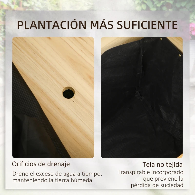 Outsunny Jardinera Elevada De Madera En Forma De L 120x120x50 Cm Natural