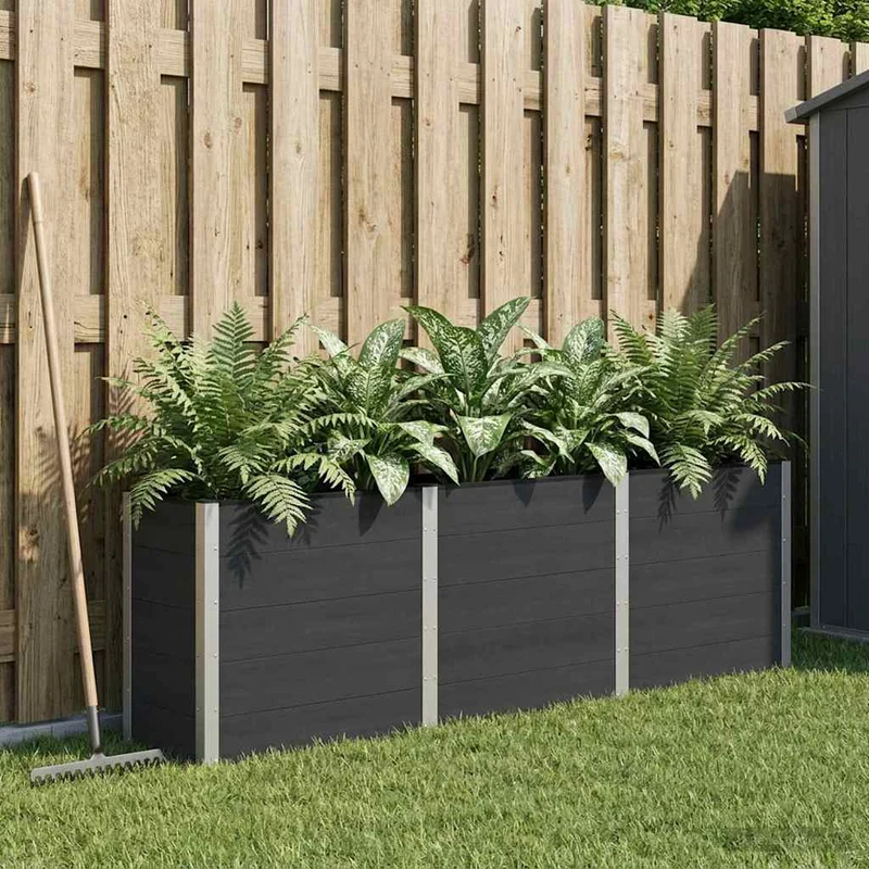 Arriate Elevado Negro 300 X 50 X 91 Cm Wpc Y Aluminio