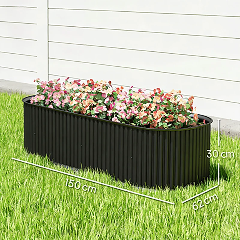 Outsunny Jardinera Exterior Grande De Acero Galvanizado Con Bordes De Seguridad