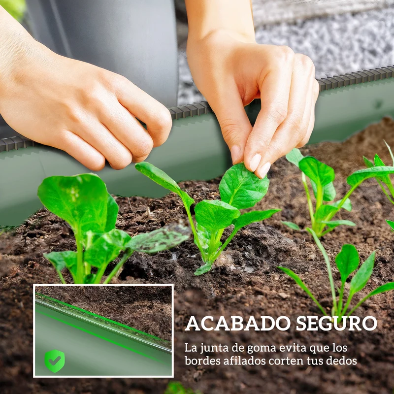 Outsunny Jardinera Exterior Grande De Acero Galvanizado Con Bordes De Seguridad