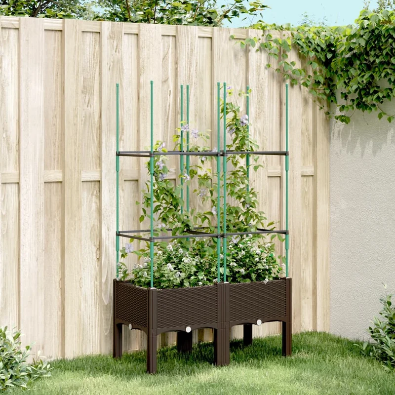 Jardinera Con Enrejado Pp Marrón 80x40x142,5 Cm