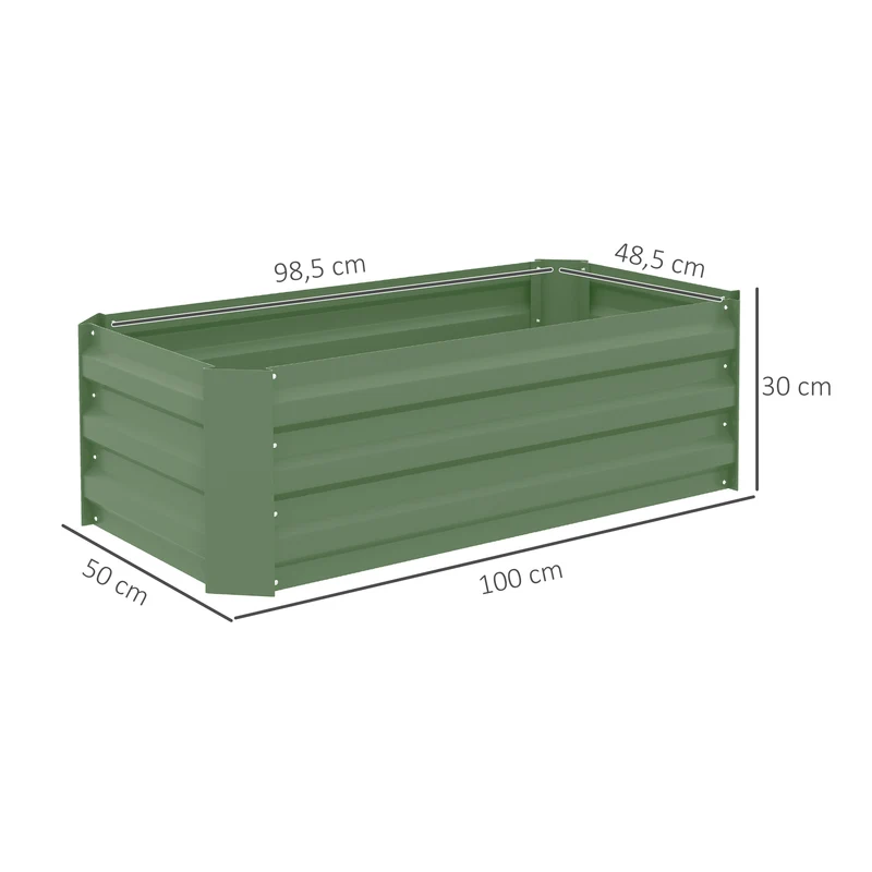 Outsunny Juego De 2 Jardineras Exterior Grandes De Acero 100x50x30 Cm Verde