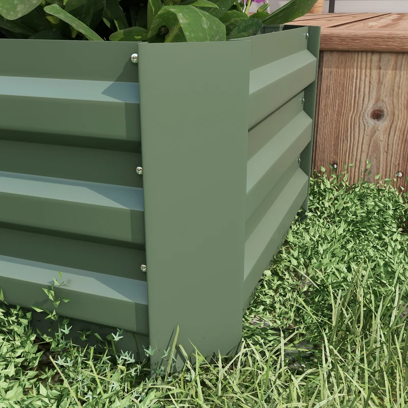 Outsunny Juego De 2 Jardineras Exterior Grandes De Acero 100x50x30 Cm Verde
