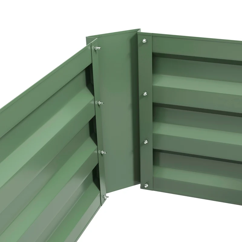 Outsunny Juego De 2 Jardineras Exterior Grandes De Acero 100x50x30 Cm Verde