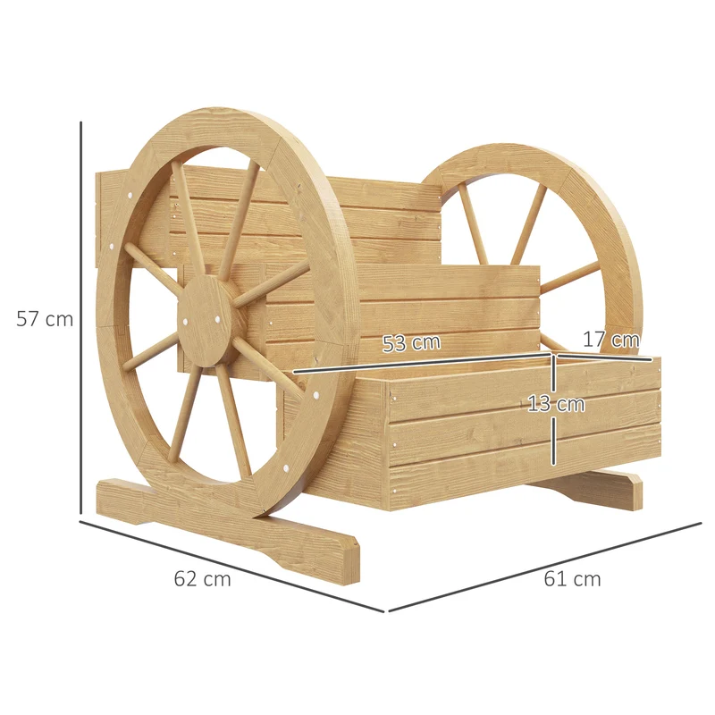 Outsunny Jardinera De Madera Macetero Exterior De 3 Niveles 61x62x57 Cm Natural