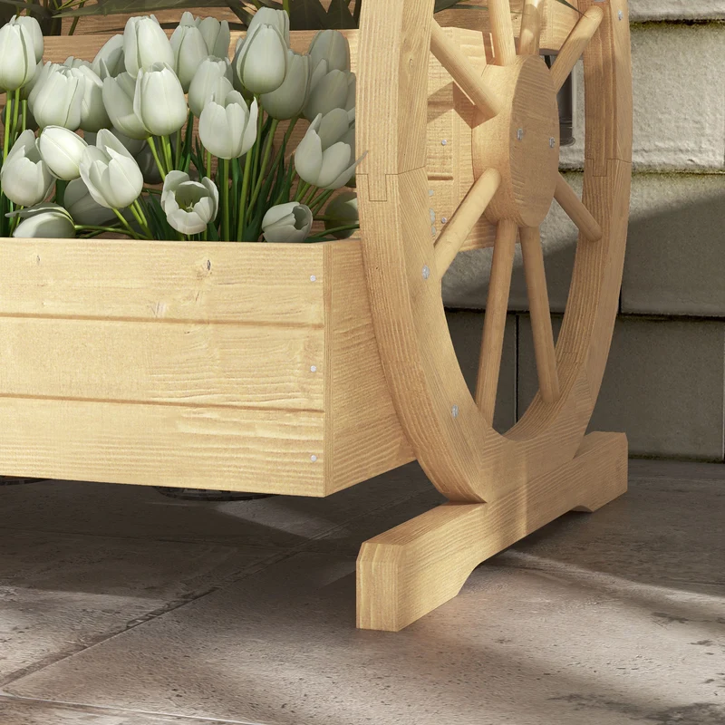 Outsunny Jardinera De Madera Macetero Exterior De 3 Niveles 61x62x57 Cm Natural