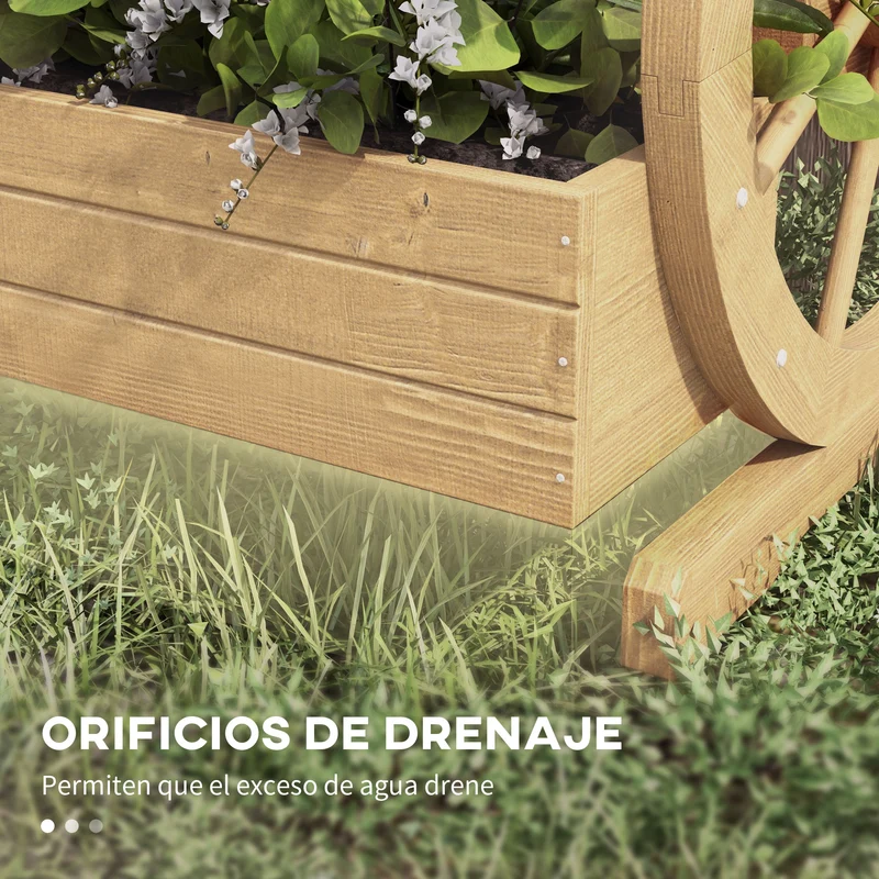 Outsunny Jardinera De Madera Macetero Exterior De 3 Niveles 61x62x57 Cm Natural