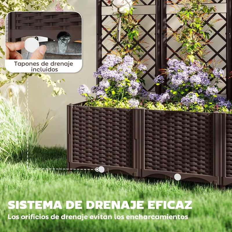 Outsunny Jardinera Con Enrejado De Pp Con Drenaje Y Amplio Espacio 120x40x135 Cm