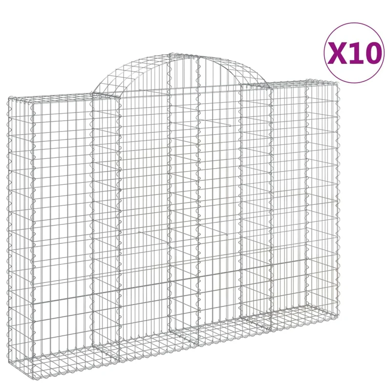 Cestas Gaviones 10 Uds Forma De Arco Hierro 200x30x140/160 Cm