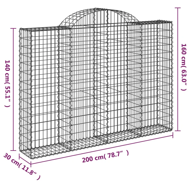 Cestas Gaviones 10 Uds Forma De Arco Hierro 200x30x140/160 Cm