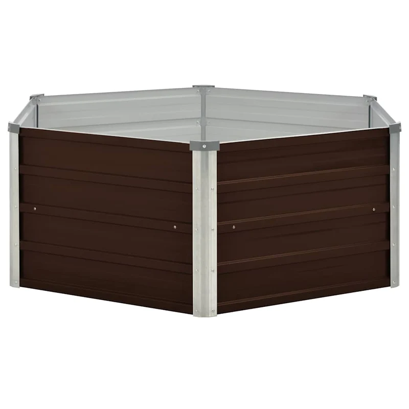 Mesa De Cultivo De Acero Galvanizado Marrón 129x129x45 Cm