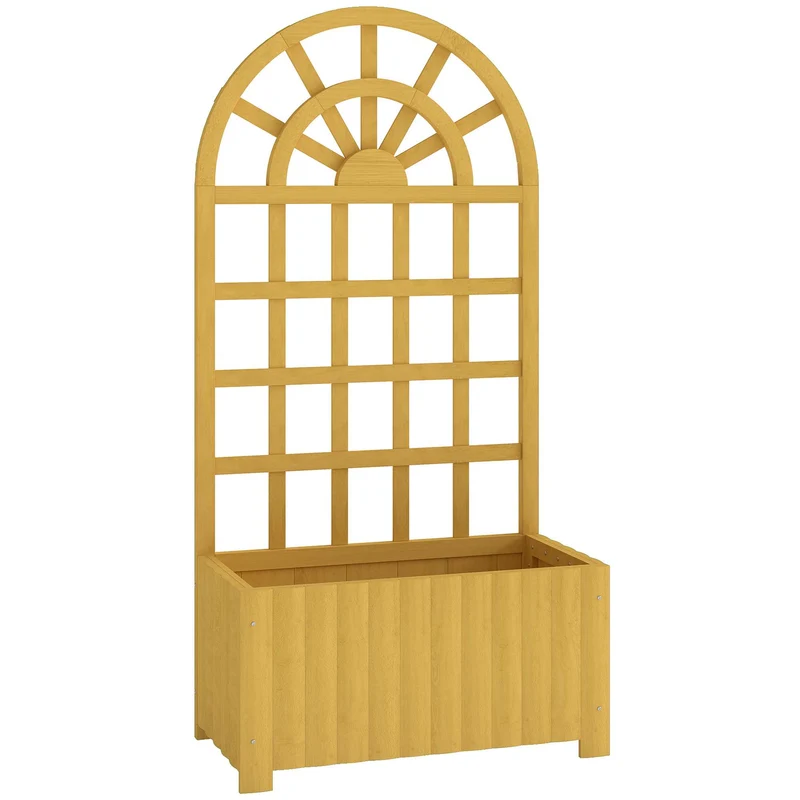 Outsunny Jardinera Con Enrejado De Madera Para Cultivos Verduras 60x30x120 Cm