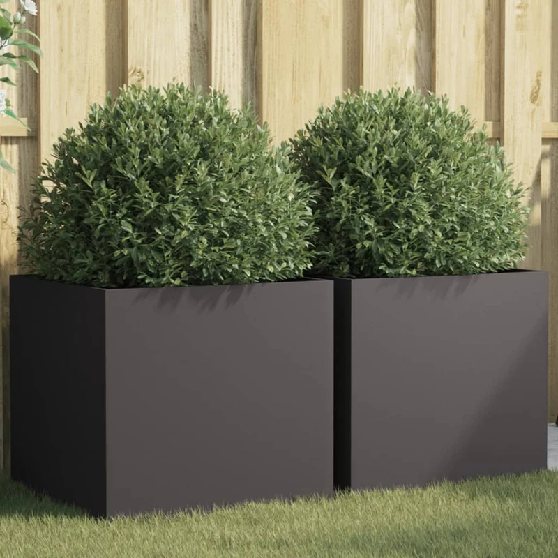 Jardineras 2 Unidades Acero Negro 49x47x46 Cm