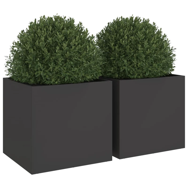 Jardineras 2 Unidades Acero Negro 49x47x46 Cm