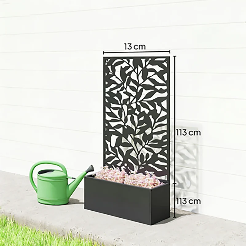 Outsunny Jardinera Exterior Grande De Metal Con Pantalla De Privacidad Negro