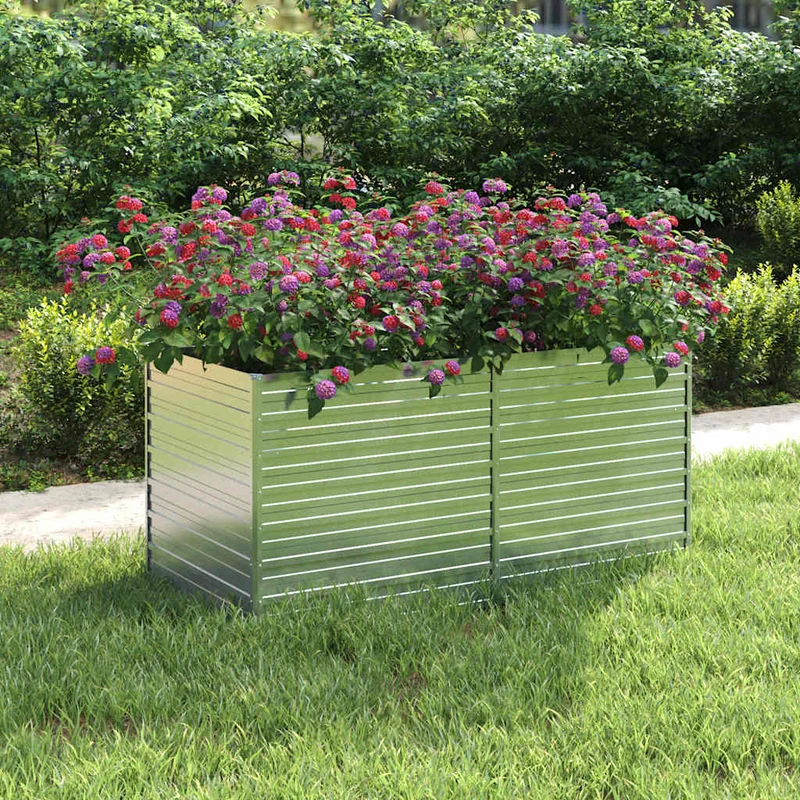 Arriate De Acero Galvanizado Plateado 160x80x77 Cm