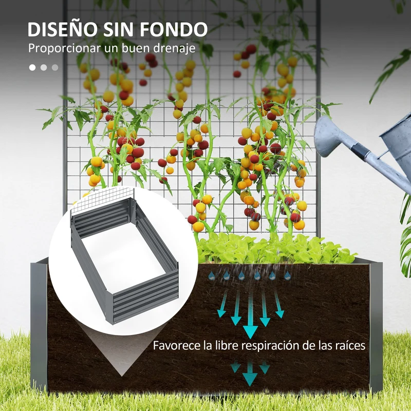 Outsunny Jardinera Con Celosía Para Plantas Trepadoras Y Fondo Abierto Gris