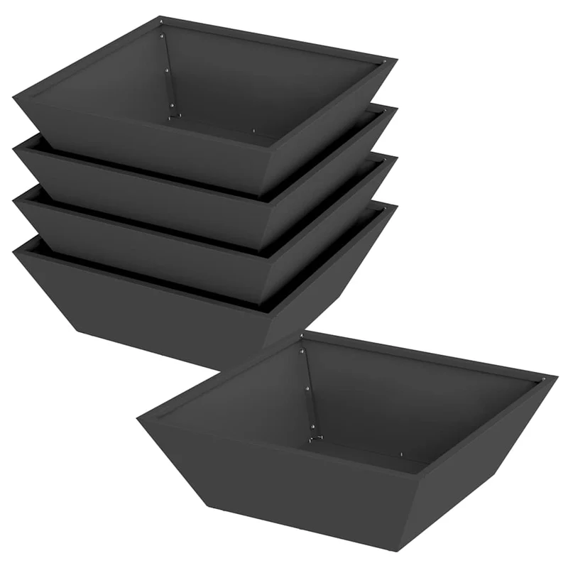 Macetero De Jardín 5 Uds. Negro 50 X 50 X 15 Cm
