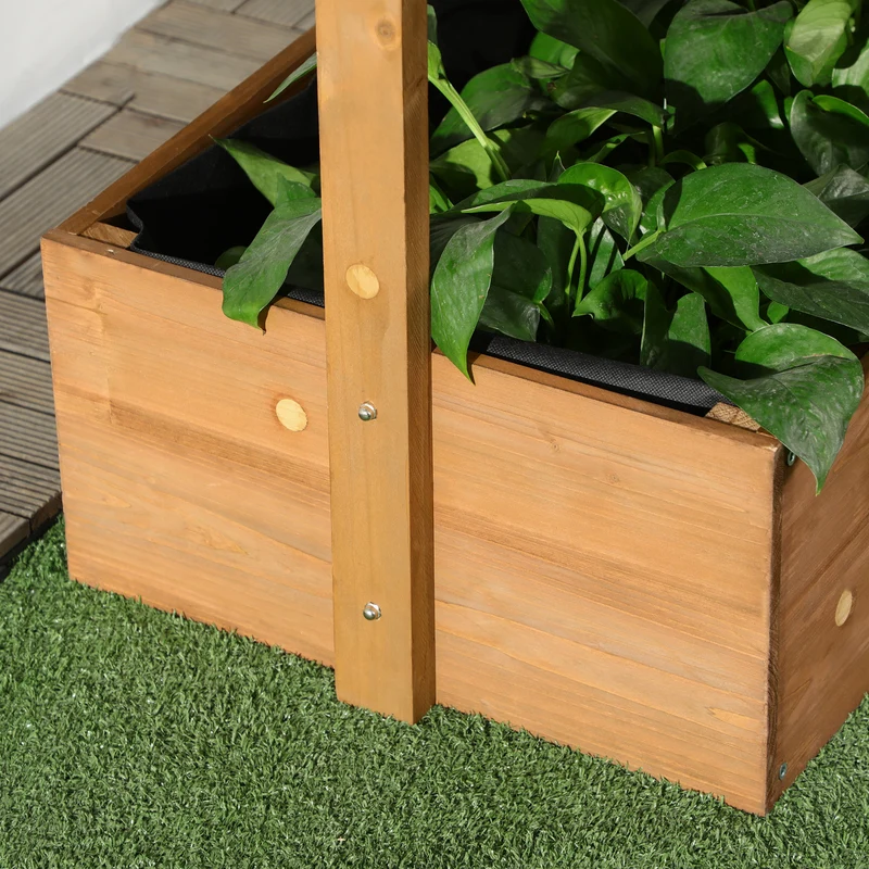 Outsunny Jardinera De Madera De 4 Niveles Con Orificios De Drenaje Naranja