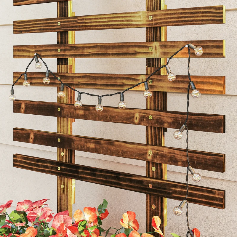 Outsunny Jardinera Con Ruedas Y Celosía 65x31x147 Cm Carbonizado
