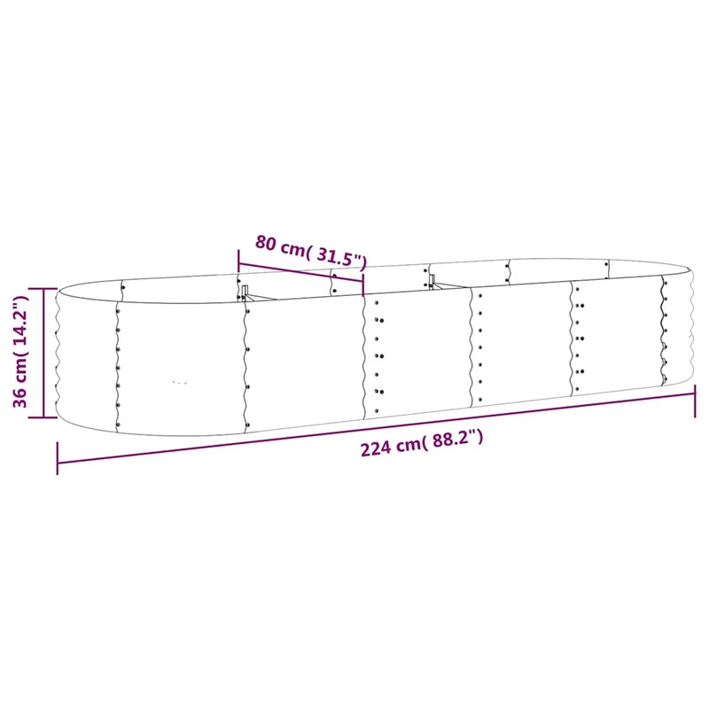 Jardinera Arriate Acero Galvanizado Antracita 224x80x36 Cm