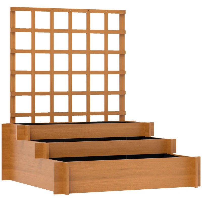 Outsunny Jardinera De 3 Niveles Con Enrejado Para Cultivos Verduras 95x95x110 Cm