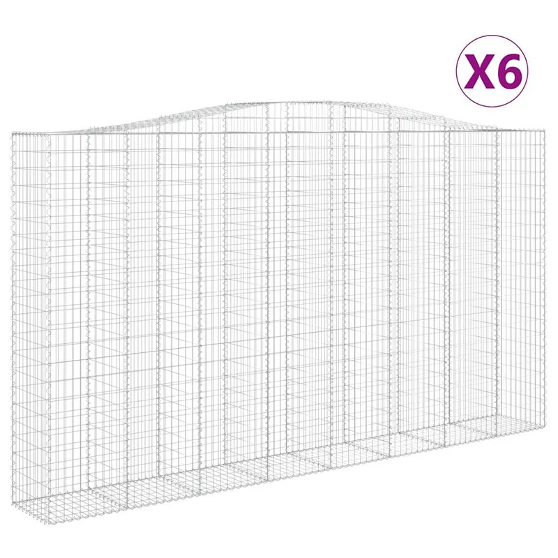 Cestas De Gaviones 6 Uds Forma De Arco Hierro 400x50x220/240 Cm