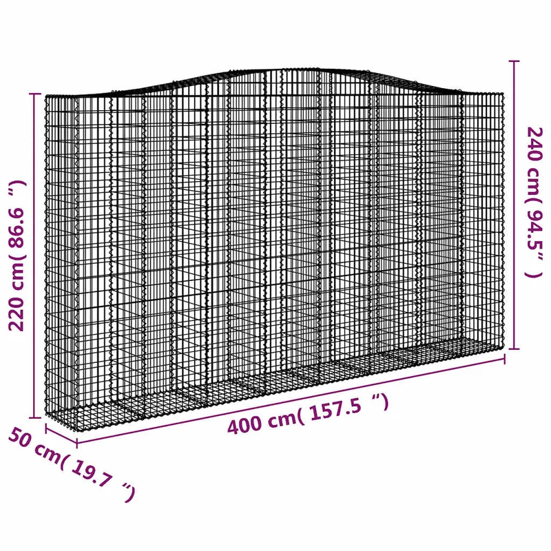 Cestas De Gaviones 6 Uds Forma De Arco Hierro 400x50x220/240 Cm