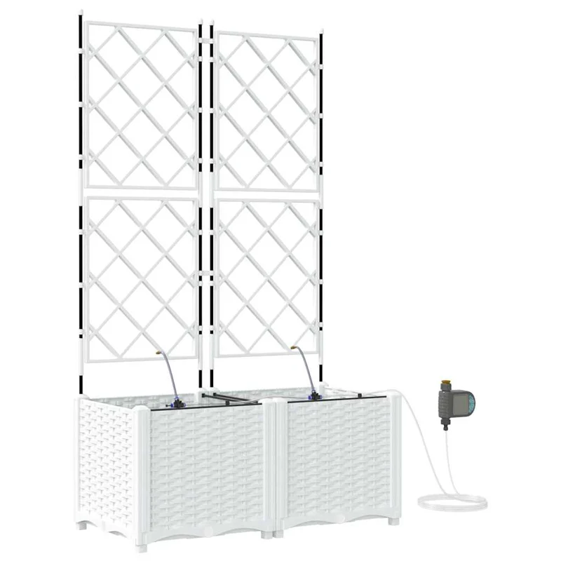 Macetero De Jardín 2 Uds. Blanco 80 X 40 X 142 Cm Pp