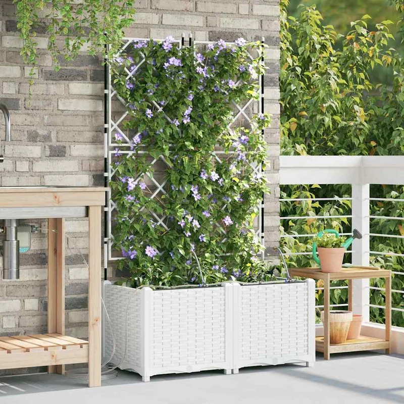 Macetero De Jardín 2 Uds. Blanco 80 X 40 X 142 Cm Pp