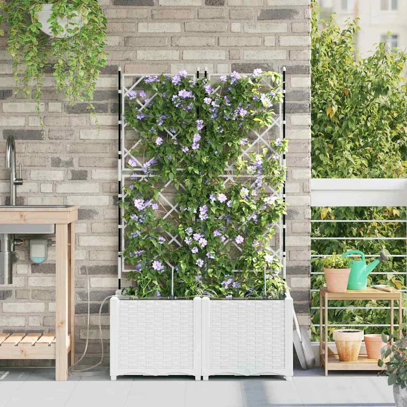 Macetero De Jardín 2 Uds. Blanco 80 X 40 X 142 Cm Pp