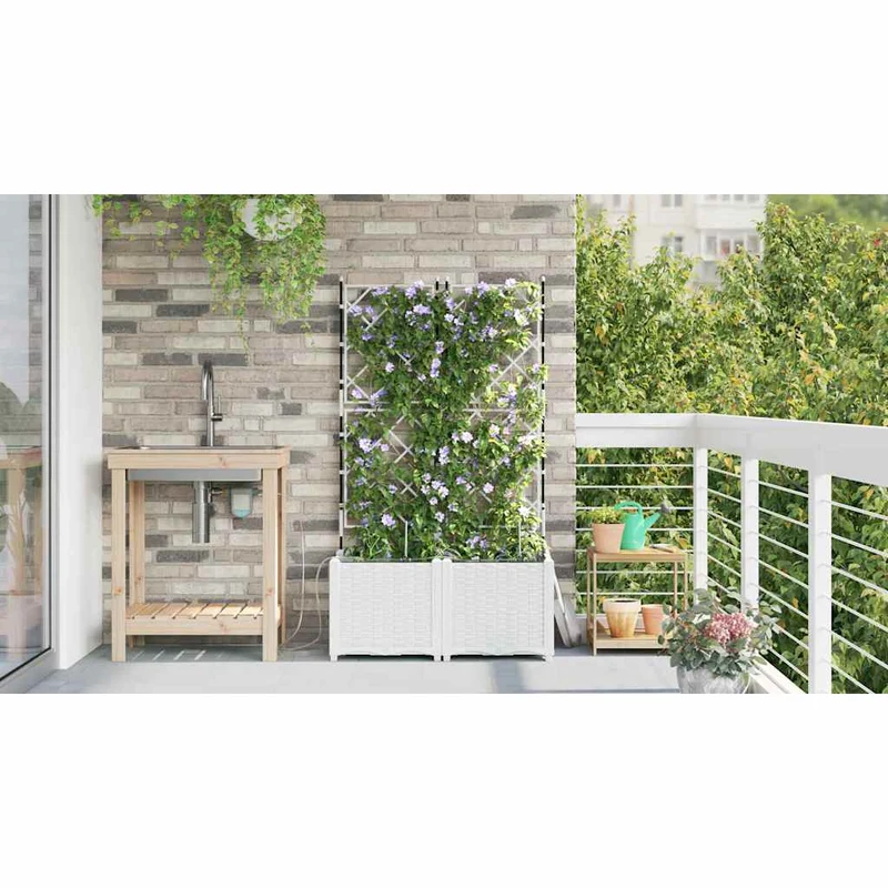 Macetero De Jardín 2 Uds. Blanco 80 X 40 X 142 Cm Pp