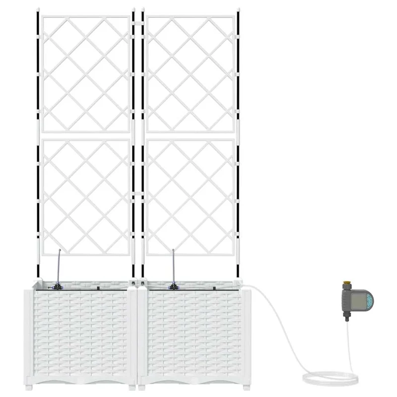 Macetero De Jardín 2 Uds. Blanco 80 X 40 X 142 Cm Pp