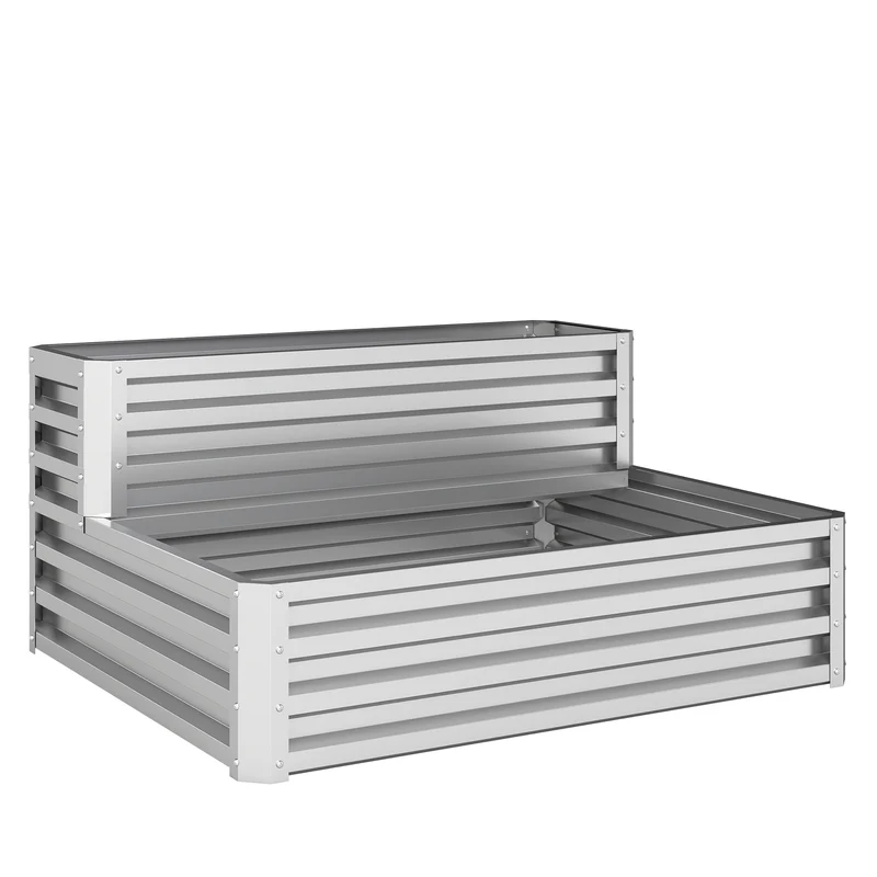 Outsunny Huerto Urbano De 2 Niveles Diseño De Escalera 120x101x58 Cm Plateado